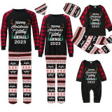 2023 Christmas Matching Family Pajamas Exclusive Design Antler Merry Christmas Black Plaids Pajamas Set