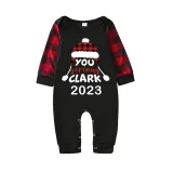 2023 Christmas Matching Family Pajamas Red Plaid Xmas Hat You Serious Clark Letters Black Reindeer Set With Baby Pajamas