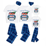2023 Christmas Matching Family Pajamas Gnomies Your Are All Merry Christmas Short Blue Plaids Pajamas Set