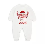 2023 Christmas Matching Family Pajamas Exclusive Design Merry Christmas Hat and Pendant Reindeer Pajamas Set