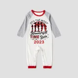 2023 Christmas Matching Family Pajamas Exclusive Design Wonderful Time Black White Pajamas Set