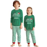 2023 Christmas Matching Family Pajamas Christmas Hat Green Pajamas Set