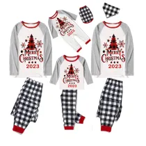 2023 Christmas Matching Family Pajamas Christmas Tree Black White Plaids Pajamas Set With Baby Bodysuit