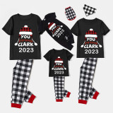 2023 Christmas Matching Family Pajamas Red Plaid Xmas Hat You Serious Clark Letters Black Short Set With Baby Pajamas