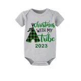 2023 Christmas Matching Family Pajamas Christmas With My Tribe Short Green Pajamas Set