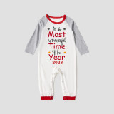 2023 Christmas Matching Family Pajamas Exclusive Design It Is Most Wonderful Time Black White Plaids Pajamas Set