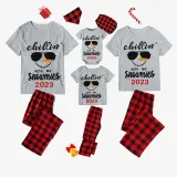 2023 Christmas Matching Family Pajamas Chillin With My Snowmies Sunglass Snowman Gray Short Pajamas Set