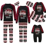2023 Christmas Matching Family Pajamas Exclusive Design Wonderful Time Black Plaids Pajamas Set