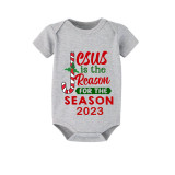 2023 Christmas Matching Family Pajamas Jesus Is The Reason For The Season Gray Short Plaids Pajamas Set