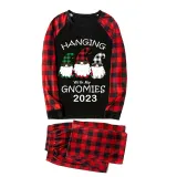 2023 Christmas Matching Family Pajamas Hanging With My Gnomies Black Pajamas Set