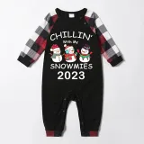 2023 Christmas Matching Family Pajamas Exclusive Design Chillin With My 3 Snowmies Black Reindeer Pajamas Set