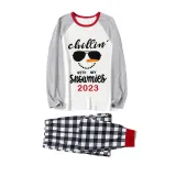 2023 Christmas Matching Family Pajamas Chillin With My Snowmies Sunglass Snowman Black White Plaids Pajamas Set