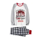 2023 Christmas Matching Family Pajamas Exclusive Design Wonderful Time Black White Pajamas Set