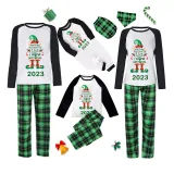 2023 Christmas Matching Family Pajamas Exclusive Design Naughty List Elf Green Plaids Pajamas Set