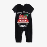 2023 Christmas Matching Family Pajamas Exclusive Design Gnomies Your Are All Merry Christmas Black Short Pajamas Set