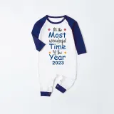 2023 Christmas Matching Family Pajamas Exclusive Design It Is Most Wonderful Time Blue Plaids Pajamas Set