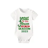 2023 Christmas Matching Family Pajamas Jesus Is The Reason For The Season Short Green Plaids Pajamas Set