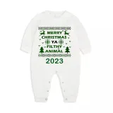 2023 Christmas Matching Family Pajamas Exclusive Design Couple Reindeer Pattern Green Plaids Pajamas Set
