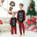 2023 Christmas Matching Family Pajamas Exclusive Design It Is Most Wonderful Time Black Pajamas Set
