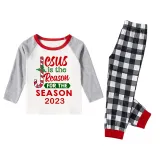 2023 Christmas Matching Family Pajamas Jesus Is The Reason For The Season Black White Plaids Pajamas Set