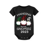 2023 Christmas Matching Family Pajamas Hanging With My Gnomies Black Pajamas Set