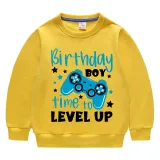Boys Clothing T-shirts Sweaters Birthday Boy Time To Level Up Gamepad Boy Tops