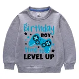 Boys Clothing T-shirts Sweaters Birthday Boy Time To Level Up Gamepad Boy Tops