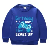 Boys Clothing T-shirts Sweaters Birthday Boy Time To Level Up Gamepad Boy Tops