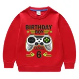 Boys Clothing T-shirts Sweaters Custom Birthday Celebration Cartoon Gamepad Boy Tops