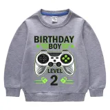 Boys Clothing T-shirts Sweaters Custom Birthday Celebration Cartoon Gamepad Boy Tops