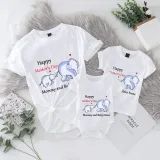 Mommy and Me Tshirt Baby Bodysuit Happy Mother's Day Name Custom T-shirts