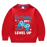 Boys Clothing T-shirts Sweaters Birthday Boy Time To Level Up Gamepad Boy Tops