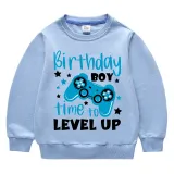 Boys Clothing T-shirts Sweaters Birthday Boy Time To Level Up Gamepad Boy Tops