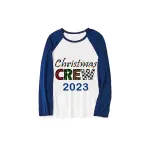 2023 Christmas Matching Family Pajamas Exclusive Design Printed Christmas Crew Blue Pajamas Set