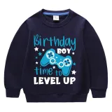 Boys Clothing T-shirts Sweaters Birthday Boy Time To Level Up Gamepad Boy Tops