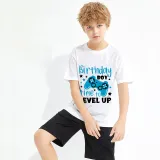 Boys Clothing T-shirts Sweaters Birthday Boy Time To Level Up Gamepad Boy Tops