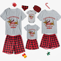 Christmas Matching Family Pajamas Dachshund Through The Snow Short Pajamas Set