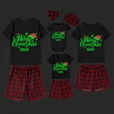 2023 Christmas Matching Family Pajamas Luminous Glowing Merry Christmas Hat Short Pajamas Set