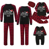 2023 Christmas Matching Family Pajamas Luminous Glowing Merry Christmas Hat Short Pajamas Set