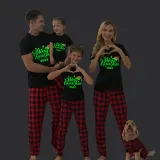 2023 Christmas Matching Family Pajamas Luminous Glowing Merry Christmas Hat Short Pajamas Set