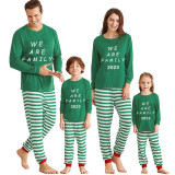 2023 Christmas Matching Family Pajamas Exclusive We Are Family Green Stripes Pajamas Set