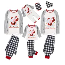 Christmas Matching Family Pajamas Merry Christmas Elephant Santa White Top Pajamas Set