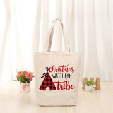 Christmas Eco Friendly Christmas with Tube Handle Canvas Tote Bag