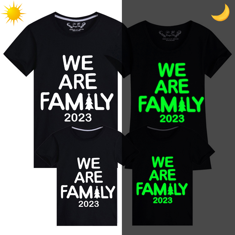 Family Matching Christmas Tops Exclusive Design Luminous 2023 We are Family Family Christmas T-shirt