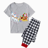 Christmas Matching Family Pajamas Unicorn Santa Short Gray Pajamas Set