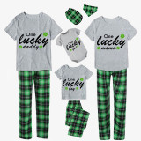 Family Matching Pajamas Exclusive Design One Lucky Green Plaid Pants Pajamas Set