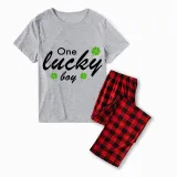 Family Matching Pajamas Exclusive Design One Lucky Gray Short Long Pajamas Set