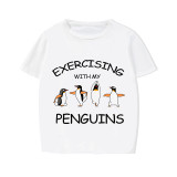 Family Matching Pajamas Exclusive Design Exercising With My Penguins White Short Long Pajamas Set