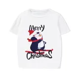 Christmas Matching Family Pajamas Merry Christmas Skiing Penguin White Short Pajamas Set