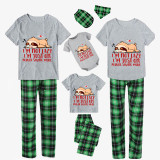 Family Matching Pajamas Exclusive Design I'm Not Lazy I'm Just On Power Saving Mode Green Plaid Pants Pajamas Set
